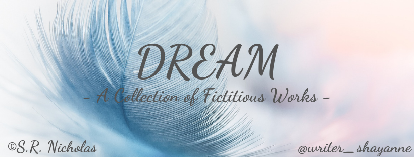 Banner depicting a feather with the title of S.R. Nicholas' book, titled 'DREAM'. 